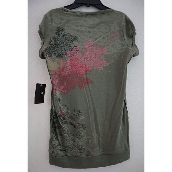 Nike 267070-303 Women's Sz Medium (8-10) Olive Green S/S Cotton Active T-Shirt - Picture 2 of 6